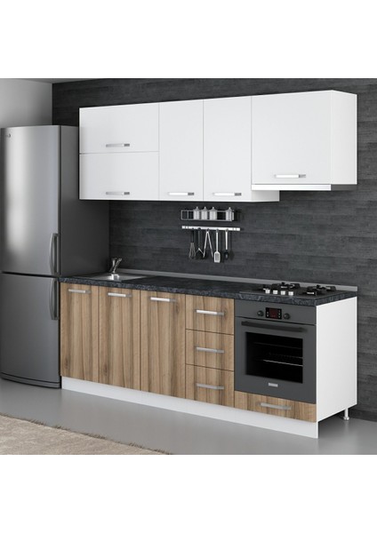 220 Cm Mutfak Dolabı Beyaz Dore 220-D9 modelleri