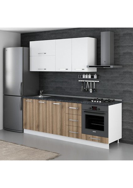 225 Cm Mutfak Dolabı Beyaz Dore 225-D3