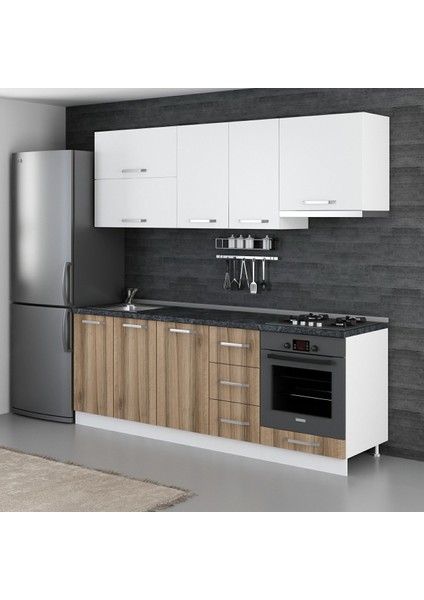 225 Cm Mutfak Dolabı Beyaz Dore 225-D5