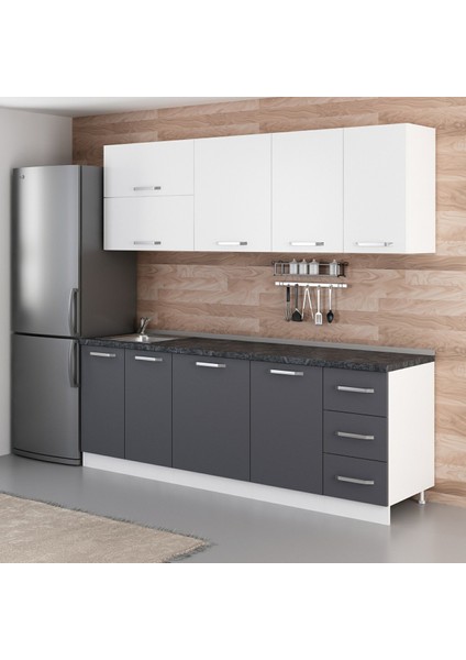 230 Cm Mutfak Dolabı Beyaz Antrasit 230-A2 modelleri