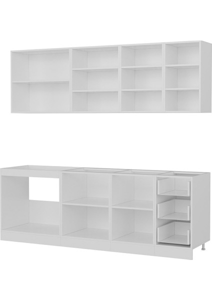 230 Cm Mutfak Dolabı Beyaz Antrasit 230-A2 fırsatları