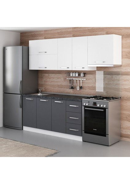 230 Cm Mutfak Dolabı Beyaz Antrasit 230-A4 modelleri
