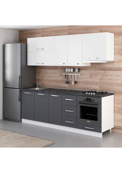 230 Cm Mutfak Dolabı Beyaz Antrasit 230-A5 modelleri