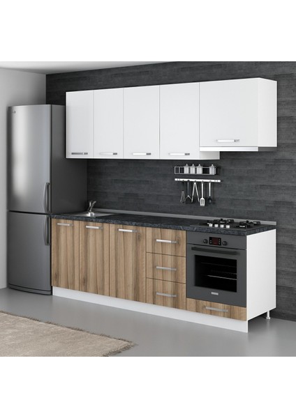 230 Cm Mutfak Dolabı Beyaz Dore 230-D8