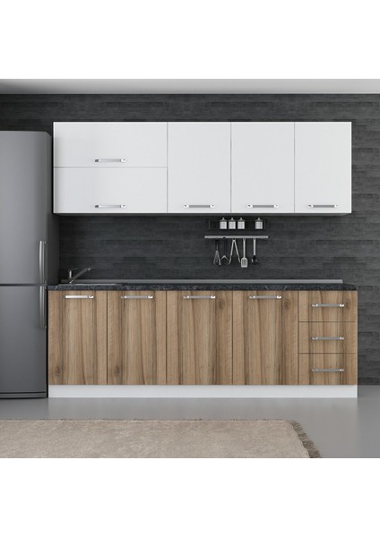 235 Cm Mutfak Dolabı Beyaz Dore 235-D2