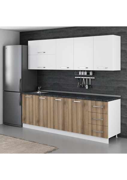 235 Cm Mutfak Dolabı Beyaz Dore 235-D2