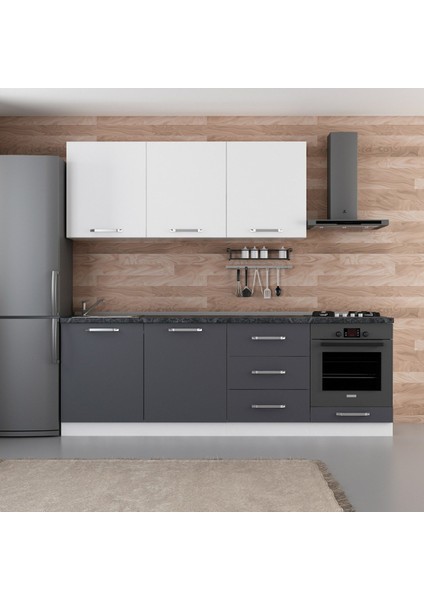 240 Cm Mutfak Dolabı Beyaz Antrasit 240-A7