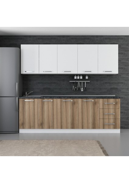 240 Cm Mutfak Dolabı Beyaz Dore 240-D1
