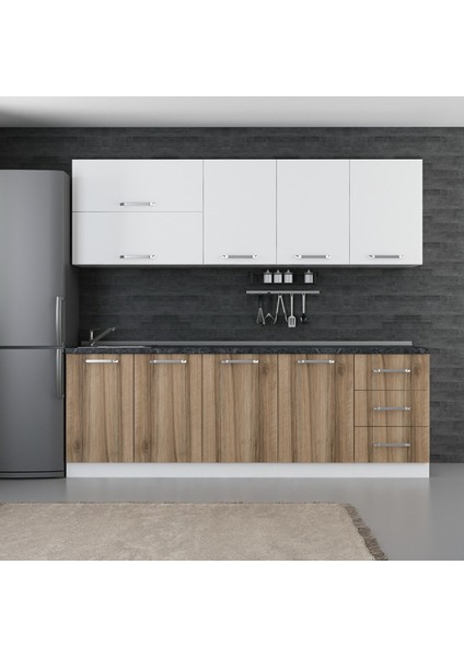 240 Cm Mutfak Dolabı Beyaz Dore 240-D2