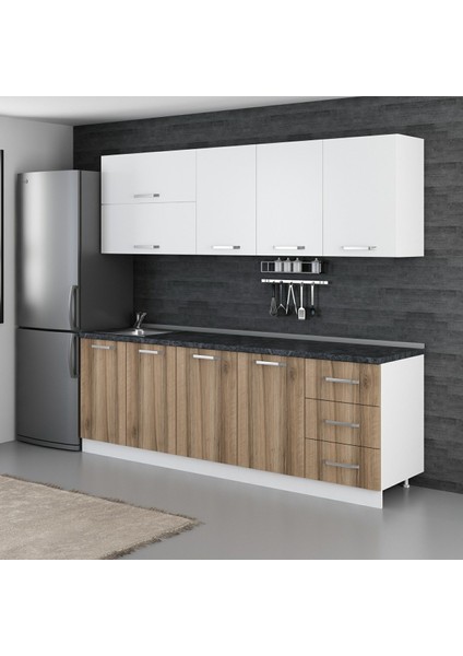 240 Cm Mutfak Dolabı Beyaz Dore 240-D2 modelleri