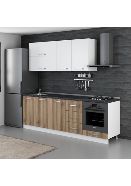 240 Cm Mutfak Dolabı Beyaz Dore 240-D4 modelleri