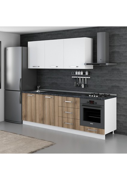240 Cm Mutfak Dolabı Beyaz Dore 240-D7