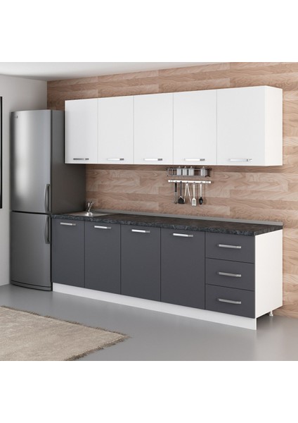 250 Cm Mutfak Dolabı Beyaz Antrasit 250-A2 modelleri
