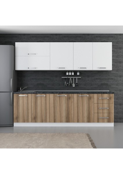 250 Cm Mutfak Dolabı Beyaz Dore 250-D1