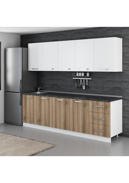 250 Cm Mutfak Dolabı Beyaz Dore 250-D2