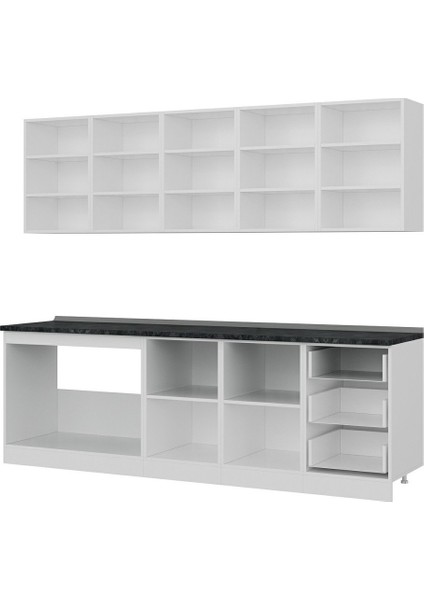 250 Cm Mutfak Dolabı Beyaz Dore 250-D2