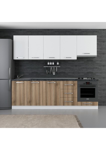 250 Cm Mutfak Dolabı Beyaz Dore 250-D5