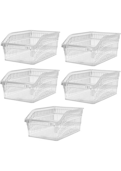 Buzdolabı Sepeti Dolap Içi Düzenleyici Sepet Organizer 5 Adet Şeffaf Büyük Boy 30X20X13 cm