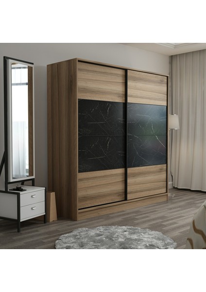 Kale 2 Kapaklı Aynalı Sürgülü Dolap 180 Cm - Beyaz/Royal Mermer/Dore fırsatları