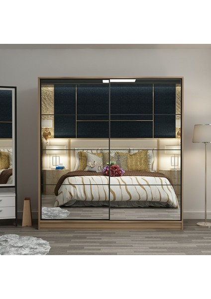 Kale 2 Kapaklı Aynalı Sürgülü Dolap 180 Cm - Dore