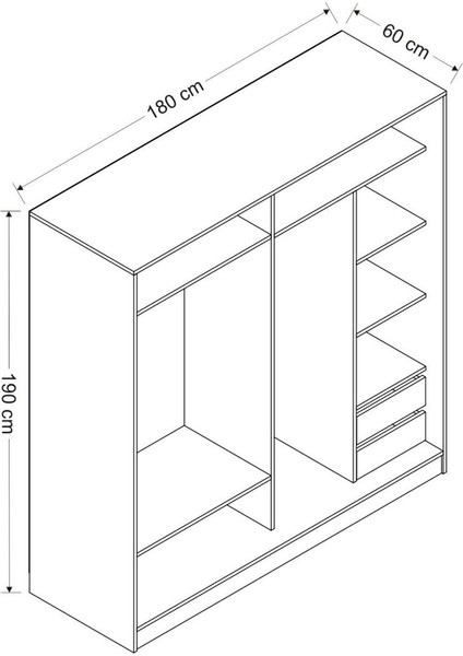 Kale 2 Kapaklı Aynalı Sürgülü Dolap 180 Cm - Dore indirimleri