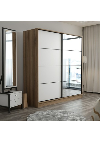 Kale 2 Kapaklı Aynalı Sürgülü Dolap 180 Cm - Dore/ Beyaz modelleri