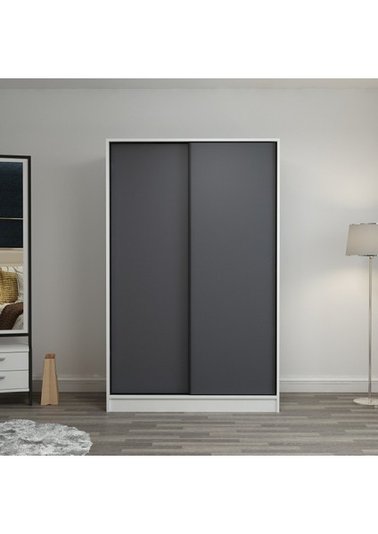 Kale 2 Kapaklı Sürgülü Dolap 120 Cm - Beyaz/Antrasit