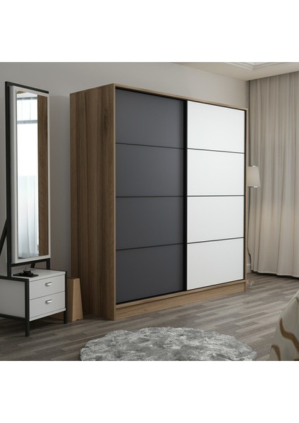 Kale 2 Kapaklı Sürgülü Dolap 180 Cm - Dore/Antrasit/Beyaz modelleri