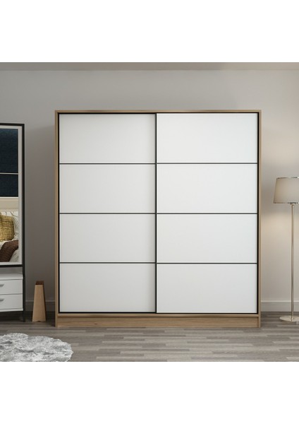 Kale 2 Kapaklı Sürgülü Dolap 180 Cm - Dore/Beyaz