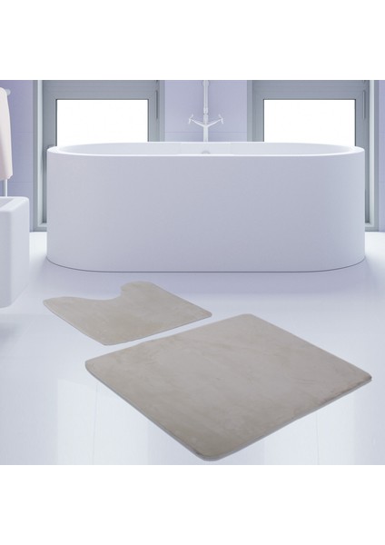 2'li Unicolor Krem Rengi Kaymaz Taban Banyo Paspası & Halısı Seti modelleri