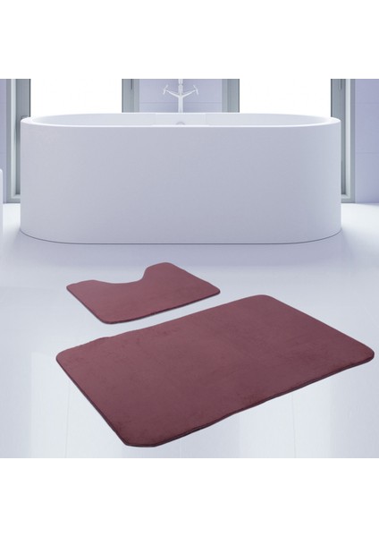 2'li Unicolor Mürdüm Kaymaz Taban Banyo Paspası & Halısı Seti modelleri
