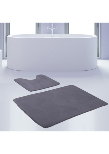 2'li Unicolor Gri Kaymaz Taban Banyo Paspası & Halısı Seti modelleri