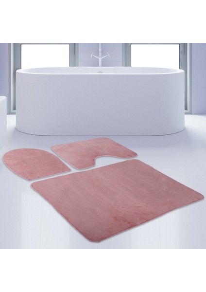 3'lü Unicolor Pembe Kaymaz Taban Banyo Paspası & Halısı Seti fırsatları