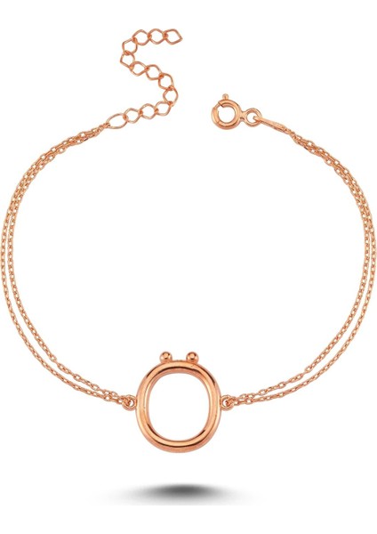 Harfli Gümüş Bileklik Rose - Ö Harfi - Standart
