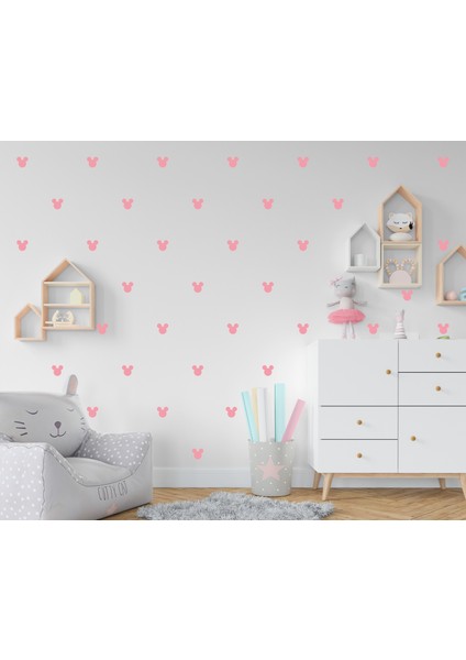 5x5,3 cm Mat Pembe Mini Duvar Sticker 70 Adet