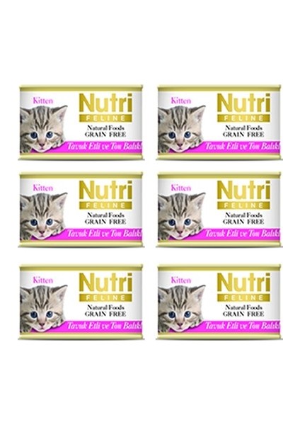 Nutrı Feline Yavru Kedi Konservesi Tavuk Etli ve Ton Balıklı 85GR 5+1