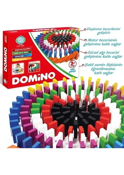 Altingöz Oyuncak Ahşap 100 Parça Renkli Domino