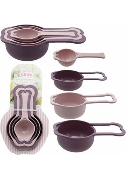 Plastik Dörtlü Kalpli Ölçü Kabı Modern Farklı Renklerde