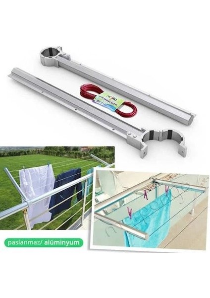 Balkon Çamaşır Kurutma Askılığı Yuvarlak Küpeşte + Çamaşır Ipli fiyatları