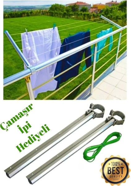 Balkon Çamaşır Kurutma Askılığı Yuvarlak Küpeşte + Çamaşır Ipli fırsatları