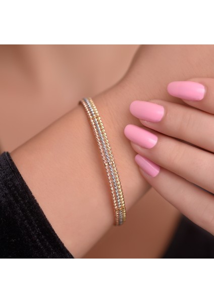 Ayyıldız Kuyumculuk Kadın Dorika Üç Renk Üç Sıra Altın Bileklik