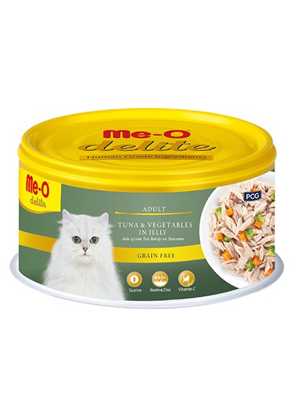 Me-O Delite Jöle İçinde Ton & Sebze Tahılsız Kedi Konservesi 6 x 80 gr
