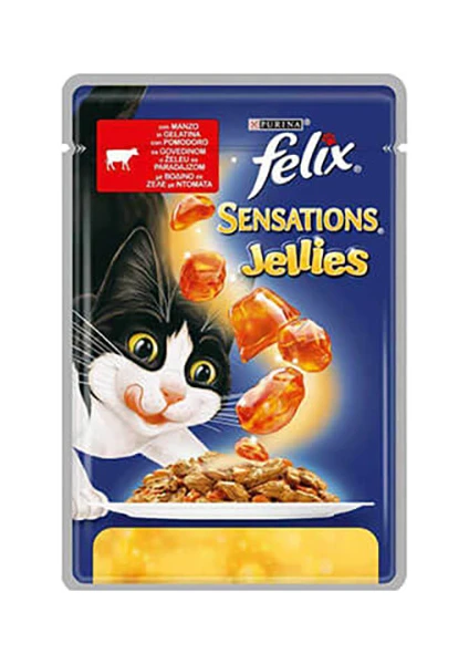 Felix Sensations Sığır Etli Domotesli Jel Pouch Kedi 100 gr 12 Adet