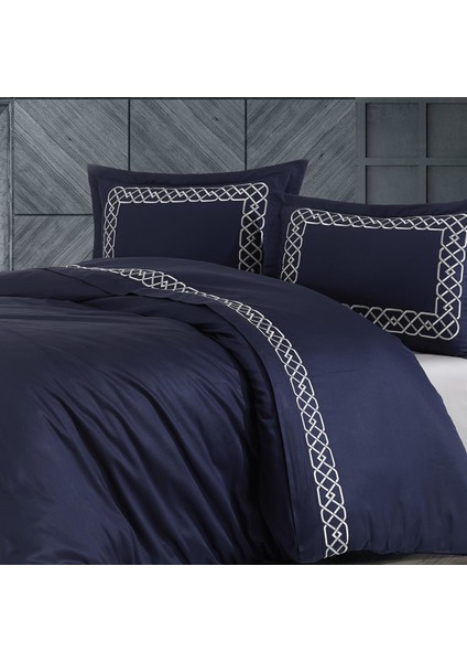 Vienza Nakışlı Pamuk Saten Çift Kişilik Nevresim Takımı