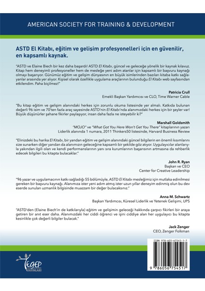 ASTD El Kitabı Eğitim ve Gelişim İçin Kapsamlı Bilgi Kaynağı 1. Cilt - Elaine Biech