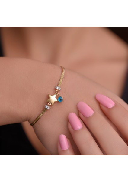 Ayyıldız Kuyumculuk Kadın Göz Detaylı Yıldızlı Altın Bileklik