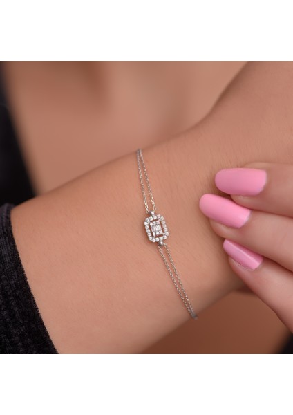 Ayyıldız Kuyumculuk Kadın Baget Beyaz Altın Bileklik