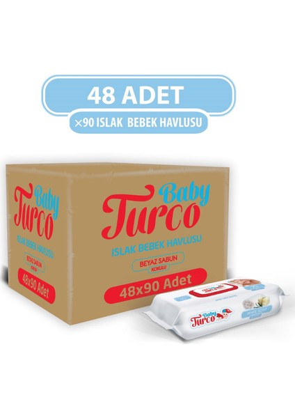 Beyaz Sabun Kokulu Islak Havlu 48 x 90