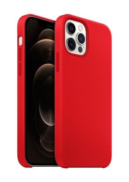 Buff Apple iPhone 12 / 12 Pro Rubber Fit Silikon Kılıf Kırmızı