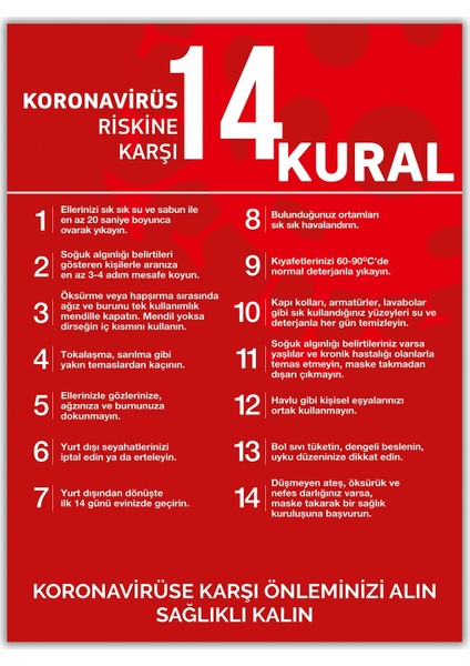 Kırmızı 14 Kural 50 x 70 Folyo
